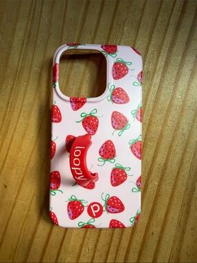 Loopy Case Pink Strawberry iPhone 15 Pro Case  Berries and Bows